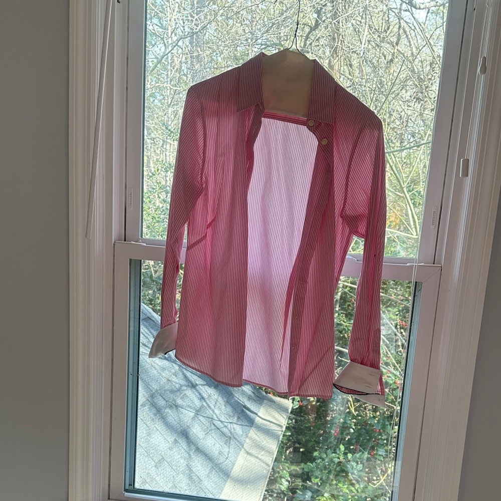 Banana Republic Pink Striped Non-Iron Shirt